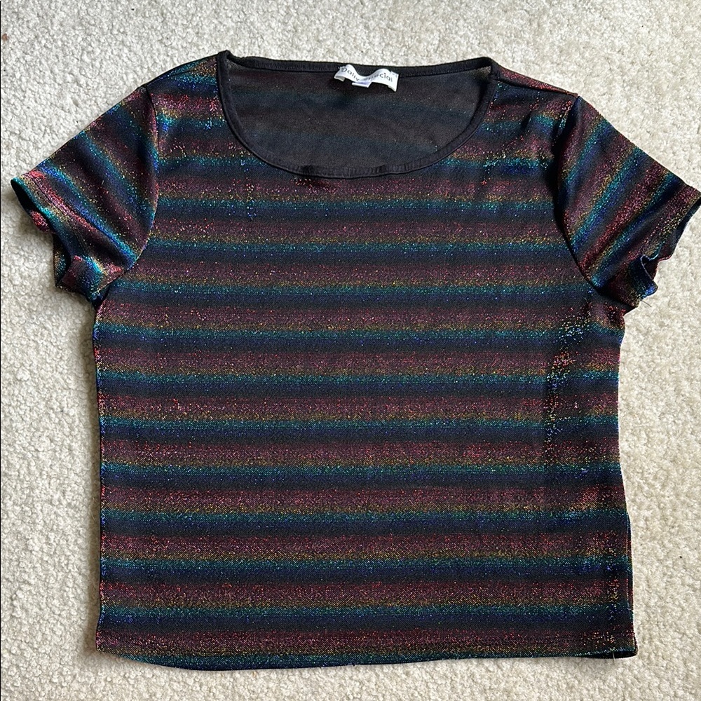 Black and rainbow shimmery top